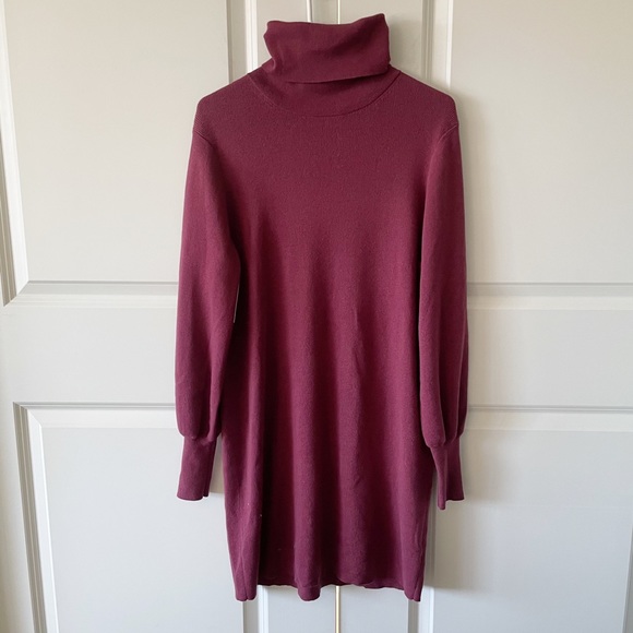 Aritzia Wilfred Rebecca Frosted Plum Purple Knit Turtleneck Long Sleeve Dress - Picture 2 of 13